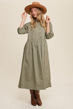 Cargar imagen en el visor de la galería, Button Front Puff Sleeve Babydoll Maxi Dress