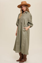 Cargar imagen en el visor de la galería, Button Front Puff Sleeve Babydoll Maxi Dress