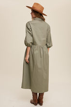 Cargar imagen en el visor de la galería, Button Front Puff Sleeve Babydoll Maxi Dress