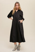 Cargar imagen en el visor de la galería, Button Front Puff Sleeve Babydoll Maxi Dress