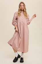 Cargar imagen en el visor de la galería, Button Front Puff Sleeve Babydoll Maxi Dress