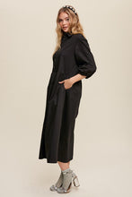 Cargar imagen en el visor de la galería, Button Front Puff Sleeve Babydoll Maxi Dress