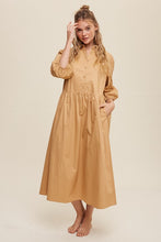 Cargar imagen en el visor de la galería, Button Front Puff Sleeve Babydoll Maxi Dress