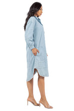 Load image into Gallery viewer, DENIM SHIRT DRESS