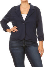 Load image into Gallery viewer, Plus size Solid, waist length blazer