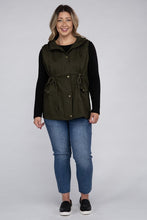 Load image into Gallery viewer, Plus Drawstring Waist Military Hoodie Vest
