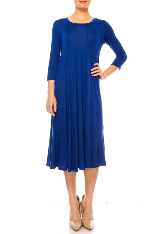 Solid jersey knit a-line dress