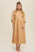 Cargar imagen en el visor de la galería, Button Front Puff Sleeve Babydoll Maxi Dress
