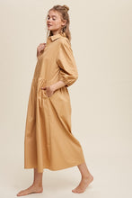 Cargar imagen en el visor de la galería, Button Front Puff Sleeve Babydoll Maxi Dress
