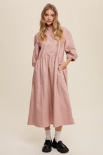 Cargar imagen en el visor de la galería, Button Front Puff Sleeve Babydoll Maxi Dress
