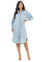 Load image into Gallery viewer, DENIM SHIRT DRESS
