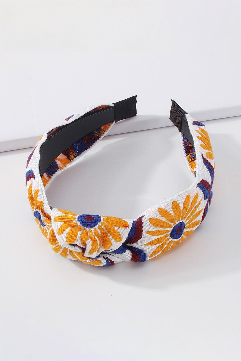 Embroidery sunflower Headband