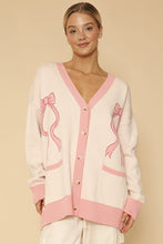 Cargar imagen en el visor de la galería, Varsity knit bow cardigan
