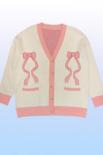 Cargar imagen en el visor de la galería, Varsity knit bow cardigan
