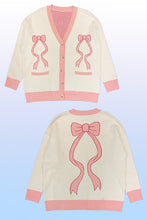 Cargar imagen en el visor de la galería, Varsity knit bow cardigan
