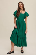 Cargar imagen en el visor de la galería, Square Neck Ruffled Short Sleeve Maxi Dress
