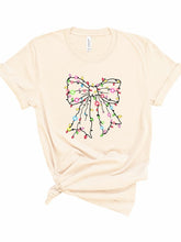 Cargar imagen en el visor de la galería, Christmas Bow Lights Holiday Graphic Tee
