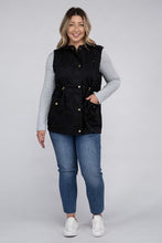 Load image into Gallery viewer, Plus Drawstring Waist Military Hoodie Vest
