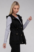 Cargar imagen en el visor de la galería, Drawstring Waist Military Hoodie Vest
