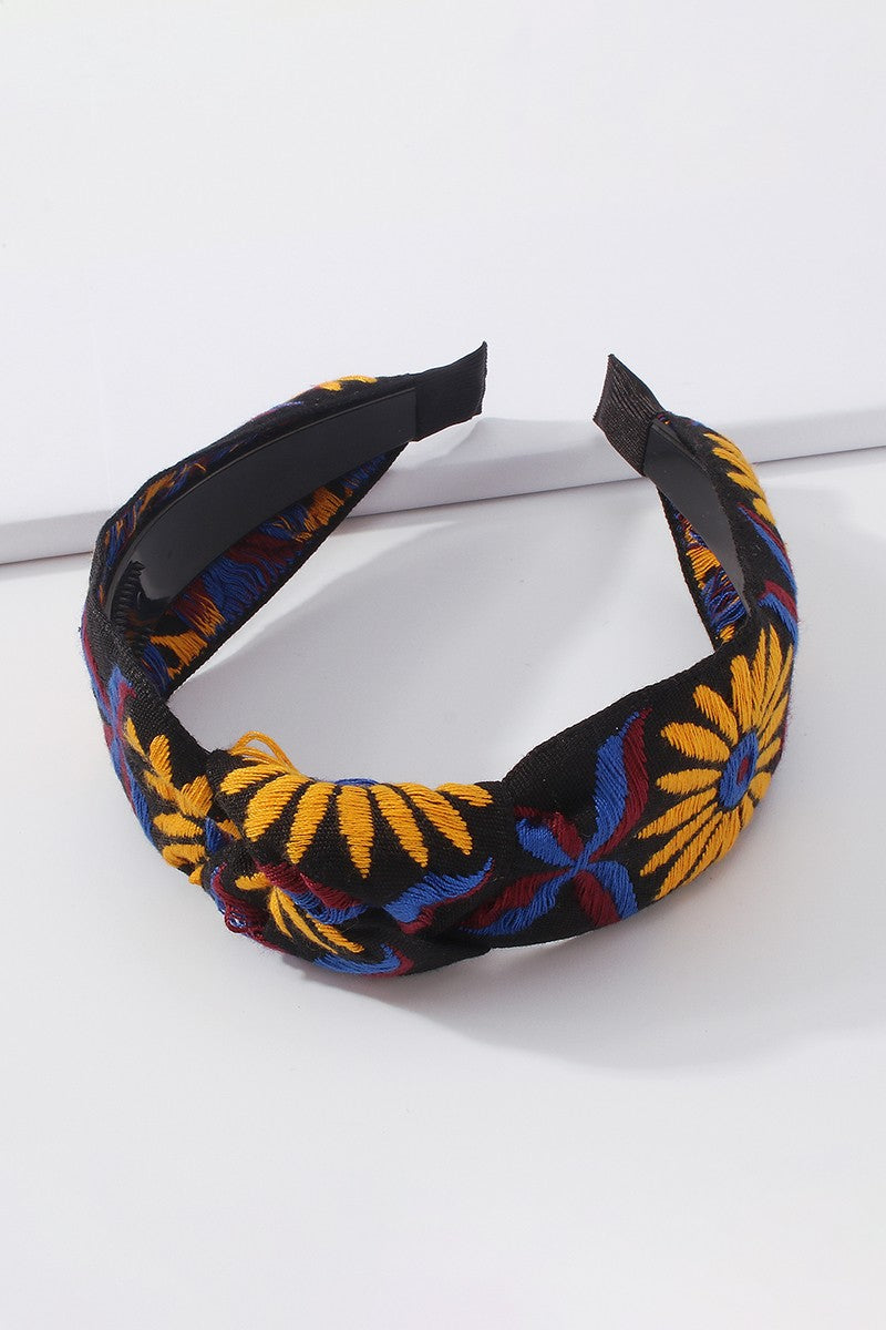 Embroidery sunflower Headband