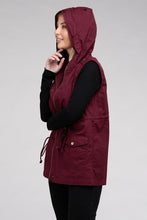 Cargar imagen en el visor de la galería, Drawstring Waist Military Hoodie Vest
