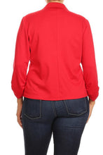 Cargar imagen en el visor de la galería, Plus size Solid, waist length blazer
