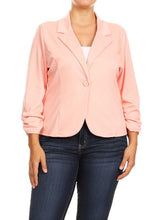 Cargar imagen en el visor de la galería, Plus size Solid, waist length blazer
