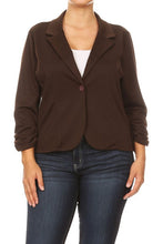 Cargar imagen en el visor de la galería, Plus size Solid, waist length blazer
