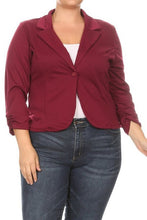 Cargar imagen en el visor de la galería, Plus size Solid, waist length blazer
