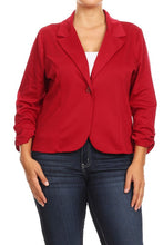 Cargar imagen en el visor de la galería, Plus size Solid, waist length blazer
