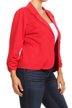 Cargar imagen en el visor de la galería, Plus size Solid, waist length blazer
