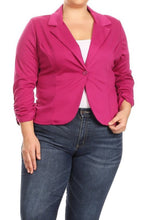 Cargar imagen en el visor de la galería, Plus size Solid, waist length blazer
