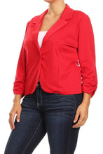 Cargar imagen en el visor de la galería, Plus size Solid, waist length blazer
