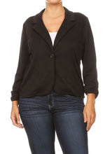 Cargar imagen en el visor de la galería, Plus size Solid, waist length blazer
