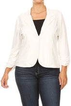Cargar imagen en el visor de la galería, Plus size Solid, waist length blazer
