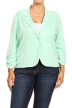 Cargar imagen en el visor de la galería, Plus size Solid, waist length blazer
