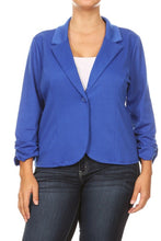 Cargar imagen en el visor de la galería, Plus size Solid, waist length blazer
