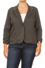 Cargar imagen en el visor de la galería, Plus size Solid, waist length blazer
