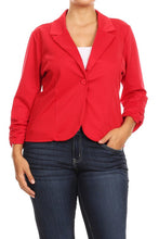 Cargar imagen en el visor de la galería, Plus size Solid, waist length blazer
