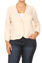 Cargar imagen en el visor de la galería, Plus size Solid, waist length blazer
