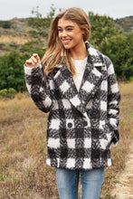 Cargar imagen en el visor de la galería, Fuzzy Boucle Textured Double Breasted Coat Jacket
