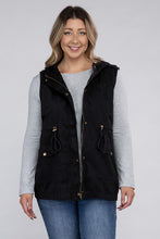 Load image into Gallery viewer, Plus Drawstring Waist Military Hoodie Vest
