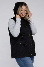 Load image into Gallery viewer, Plus Drawstring Waist Military Hoodie Vest
